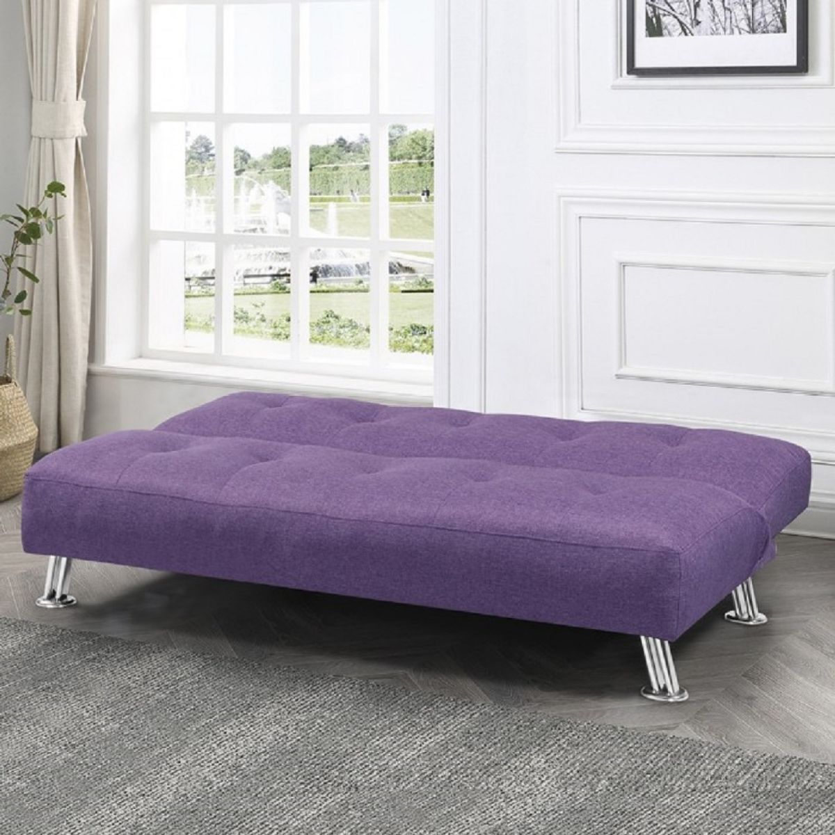 IDETEX - Sofá Futón Tela Mandy Lila Idetex