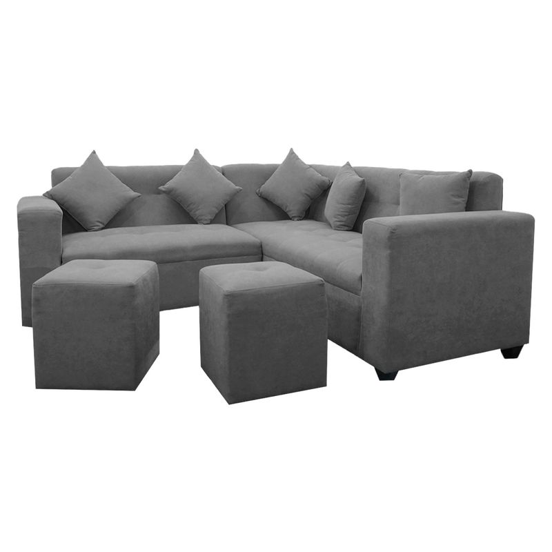 DECO CLASS - Sofá Seccional Paris + 2 Pouf Tela Deco Class