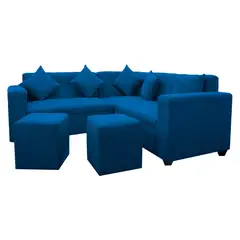 DECO CLASS - Sofá Seccional Paris + 2 Pouf Tela