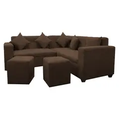 DECO CLASS - Sofá Seccional Paris + 2 Pouf Tela