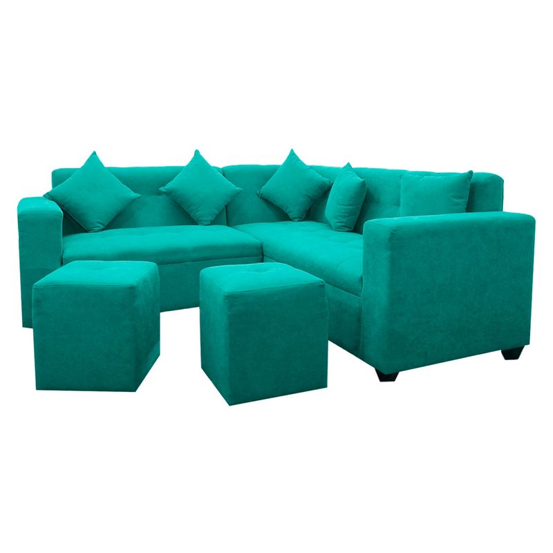 DECO CLASS - Sofá Seccional Paris + 2 Pouf Tela Deco Class