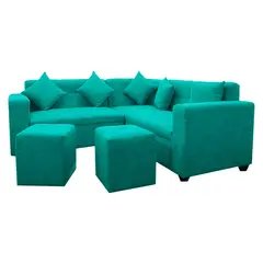 DECO CLASS - Sofá Seccional Paris + 2 Pouf Tela