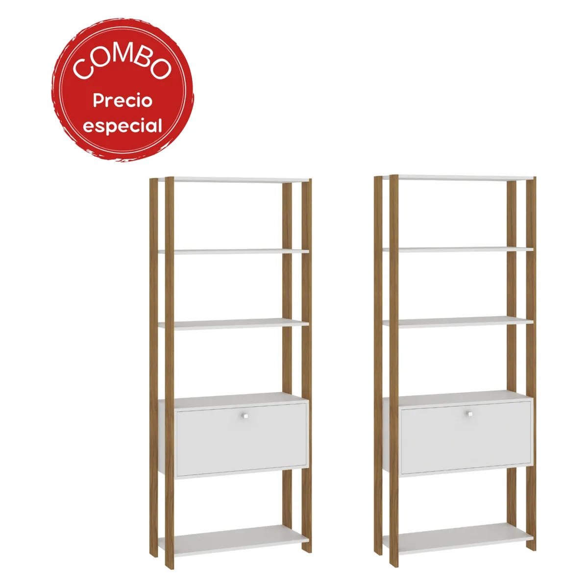 MOBILFRANK - Combo 2 Estantes Libreros Puerta Mobilfrank