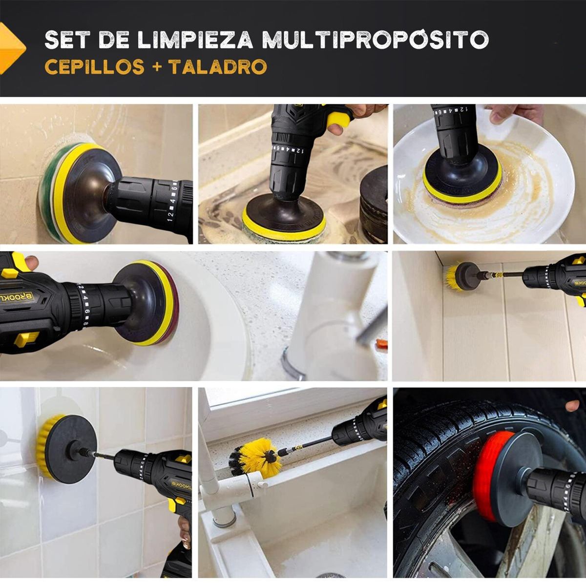 BROOKLYN - Taladro Percutor Inalambrico Brooklyn 20 Cepillos