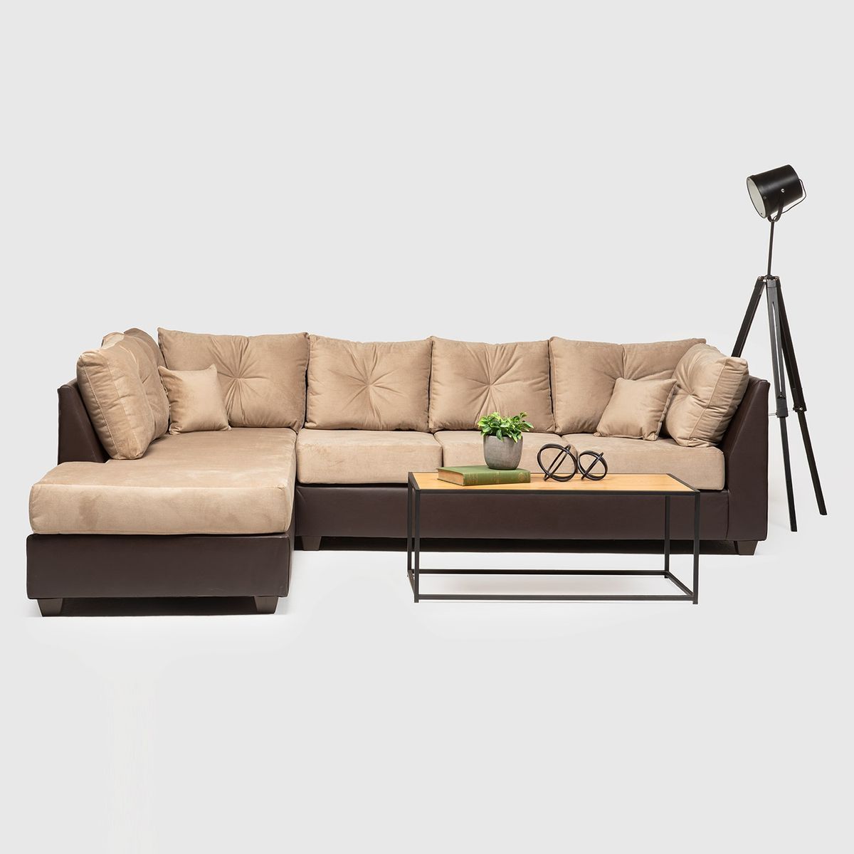 SANENZZO - Sofá Seccional Santinno Pu Velvet Sanenzzo