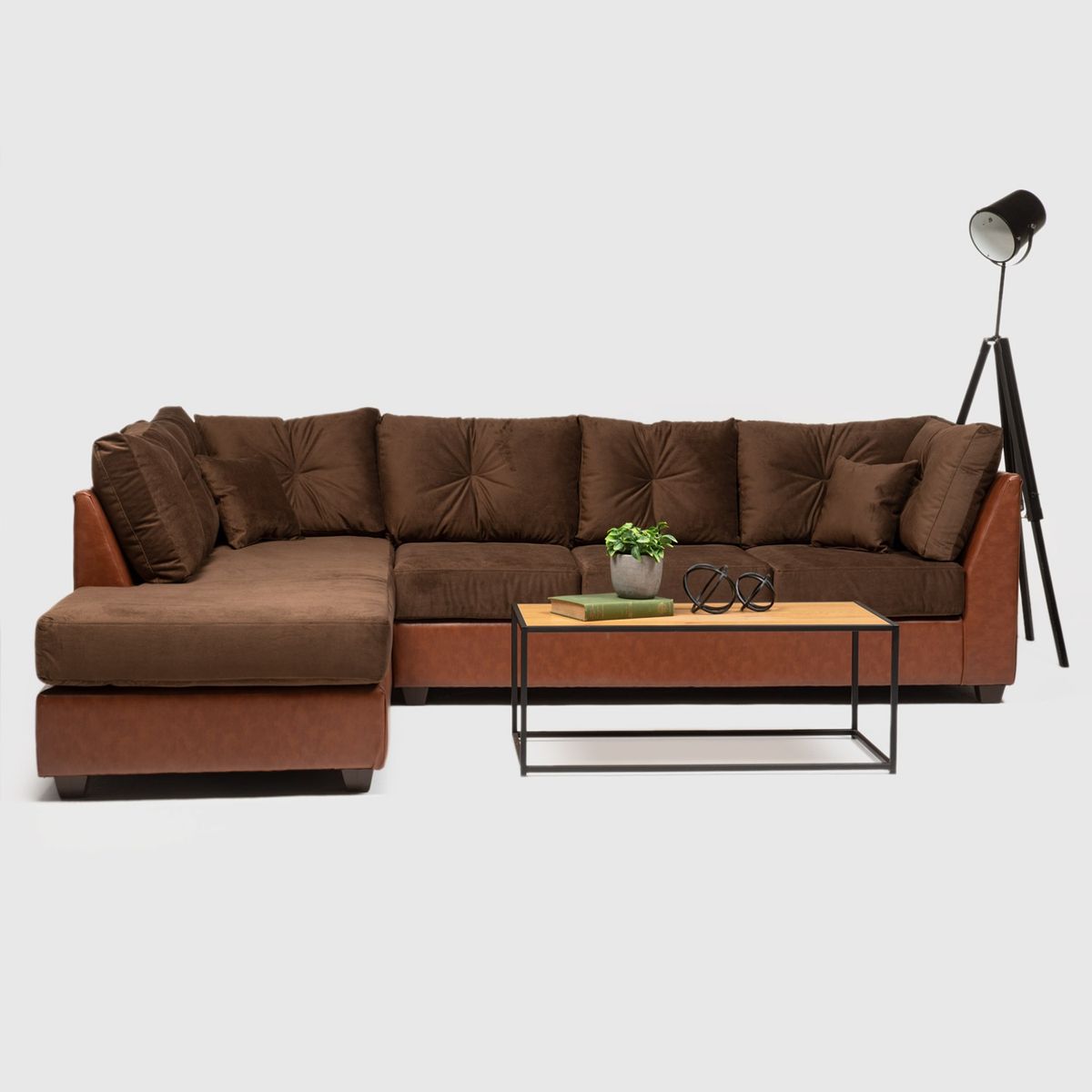 SANENZZO - Sofá Seccional Santinno Pu Velvet Sanenzzo