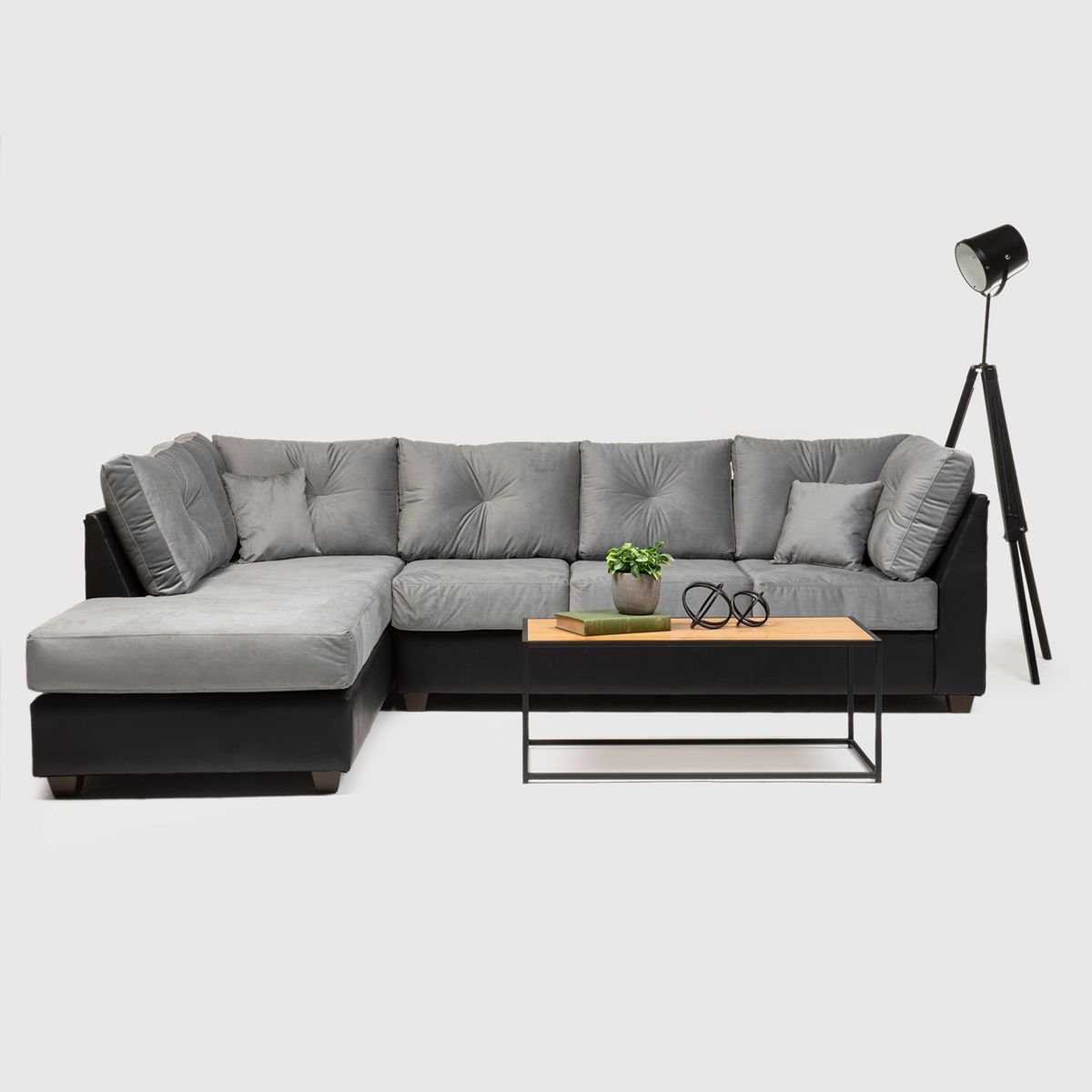 SANENZZO - Sofá Seccional Santinno Pu Velvet Sanenzzo