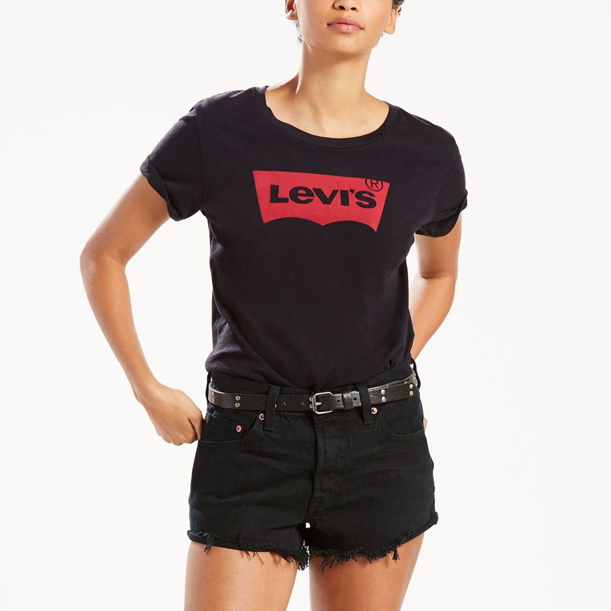 LEVIS - Polera Mujer Manga Corta Regular Fit Negro Levis