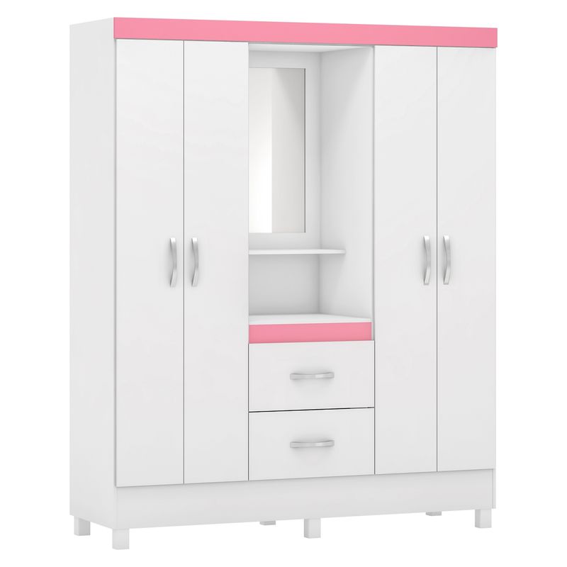HOME MOBILI - Clóset Lavieda 4 Puertas 2 Cajones Blanco-Rosa Home Mobili