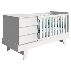 KIDSCOOL - Cuna 3 En 1 Con Comoda Noah Blanco