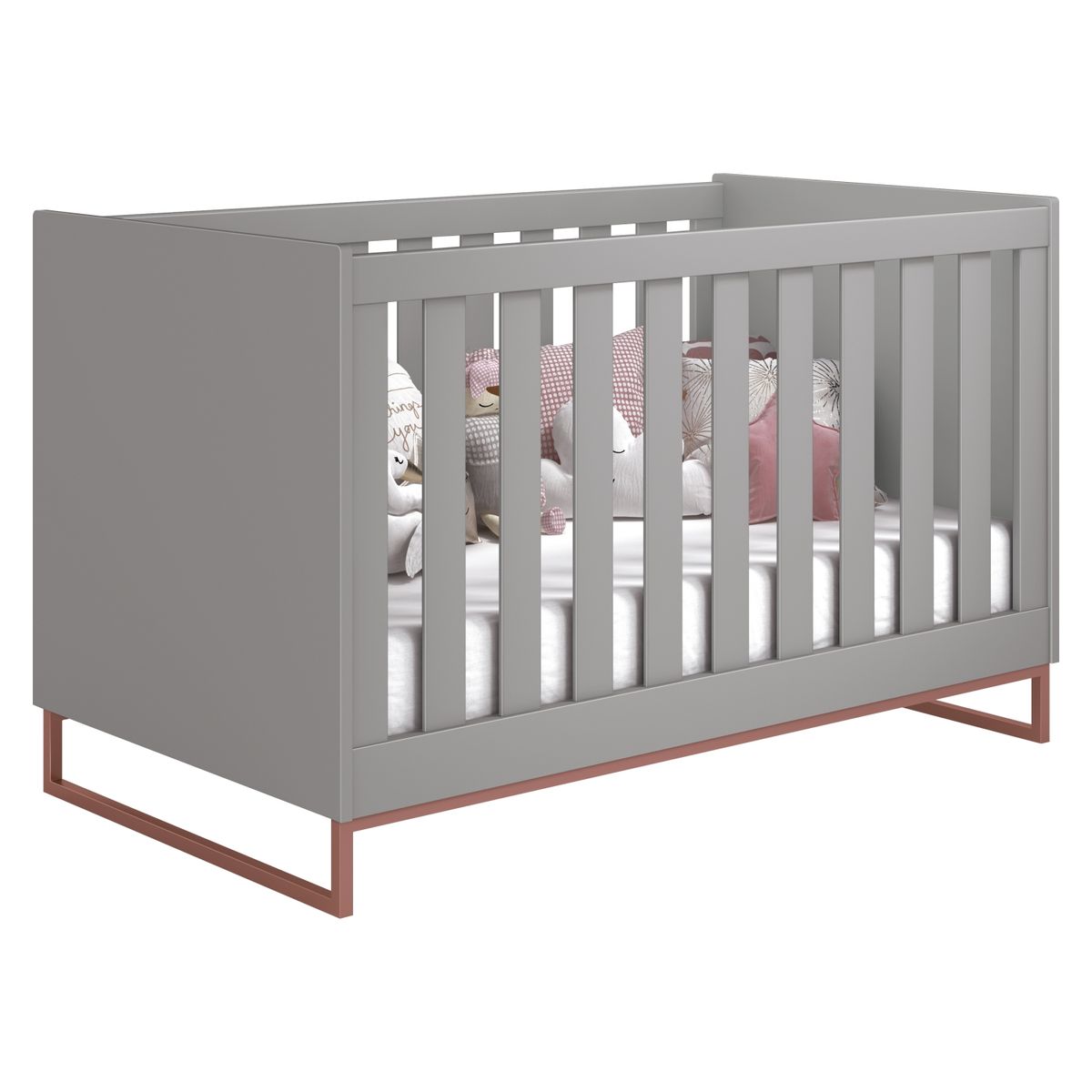KIDSCOOL - Cuna Noah Desing Industrial Gris Base Cobre Kidscool
