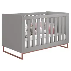 KIDSCOOL - Cuna Noah Desing Industrial Gris Base Cobre