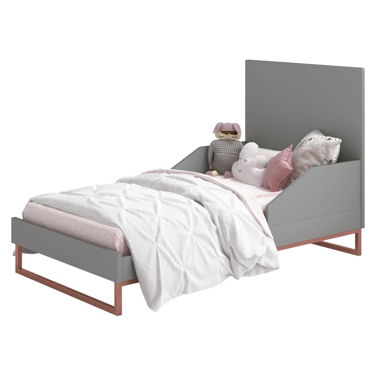 KIDSCOOL - Cuna Noah Desing Industrial Gris Base Cobre Kidscool