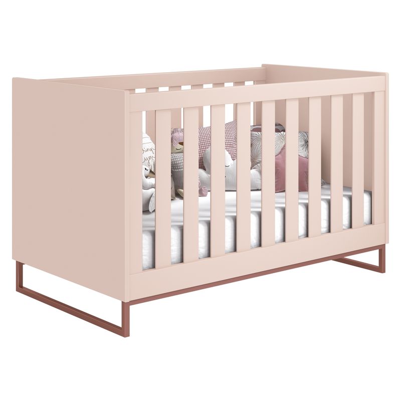 KIDSCOOL - Cuna Noah Desing Industrial Rosa Base Cobre Kidscool