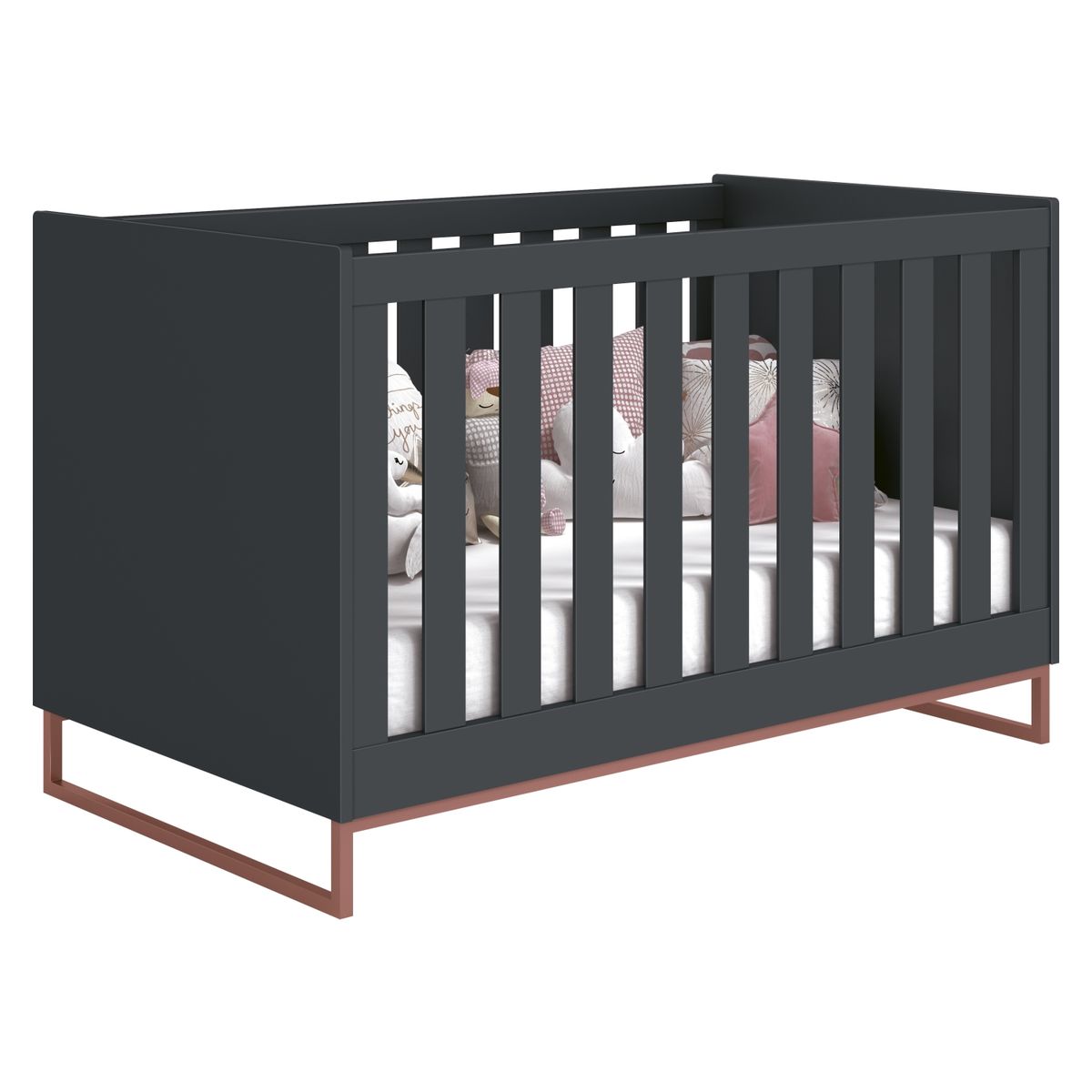 KIDSCOOL - Cuna Noah Desing Industrial Grafito Base Cobre Kidscool