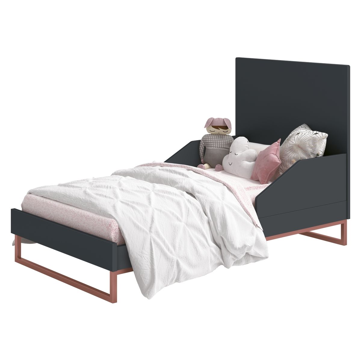 KIDSCOOL - Cuna Noah Desing Industrial Grafito Base Cobre Kidscool