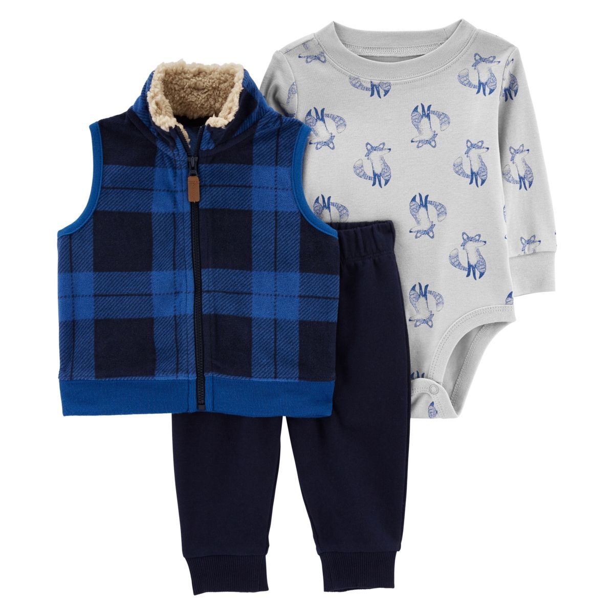 CARTER'S - Carter´s Conjunto 3 Piezas Polerón Sin Mangas, Pantalón y Body Bebé Niño