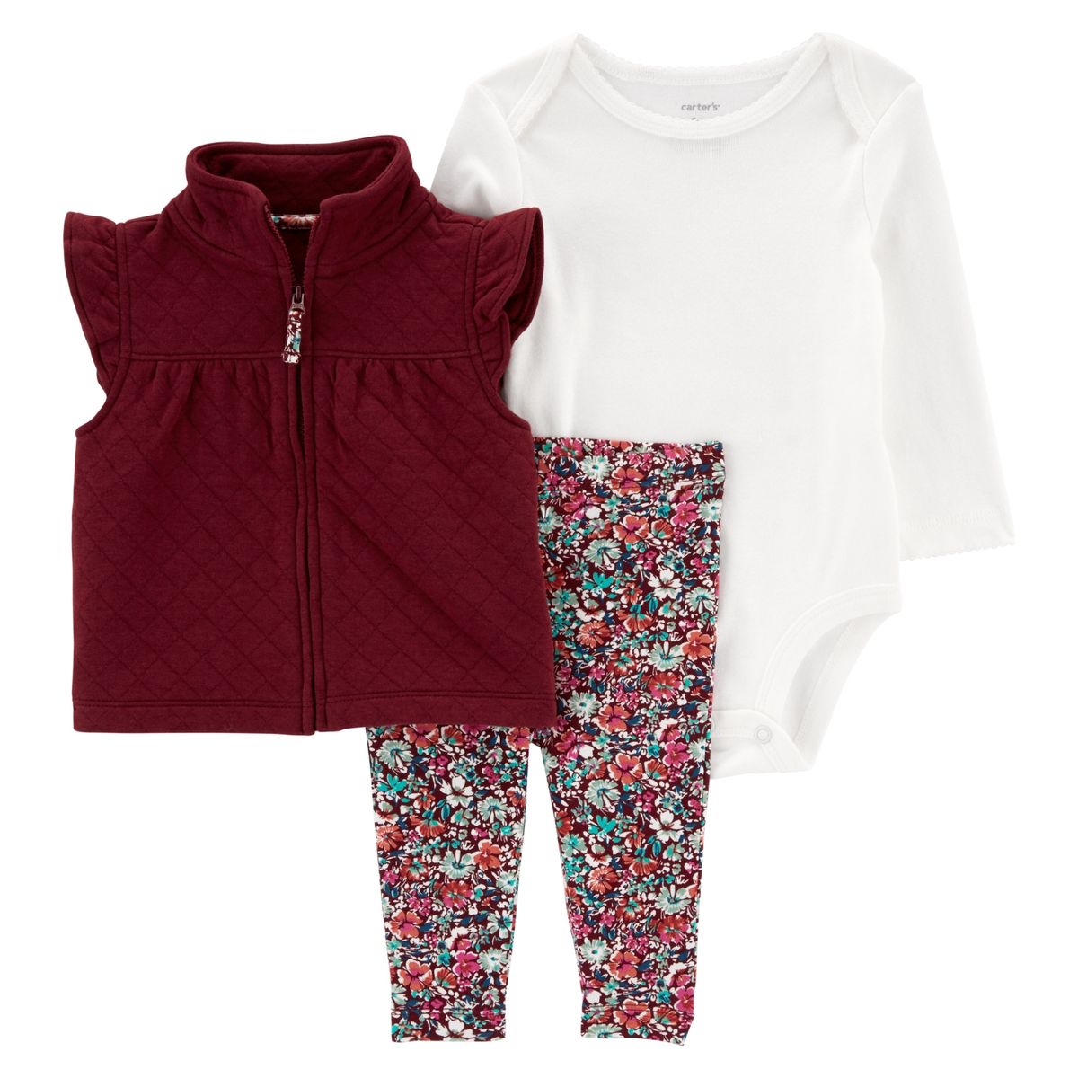 CARTER'S - Carter´s Conjunto 3 Piezas Polerón Sin Mangas, Calza y Body Bebé Niña