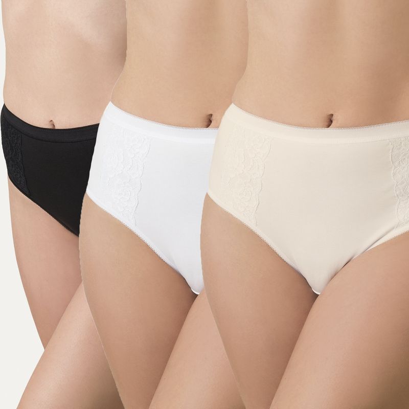 FLORES - Pack de 3 Calzones Tiro Alto Con Encaje Mujer Flores