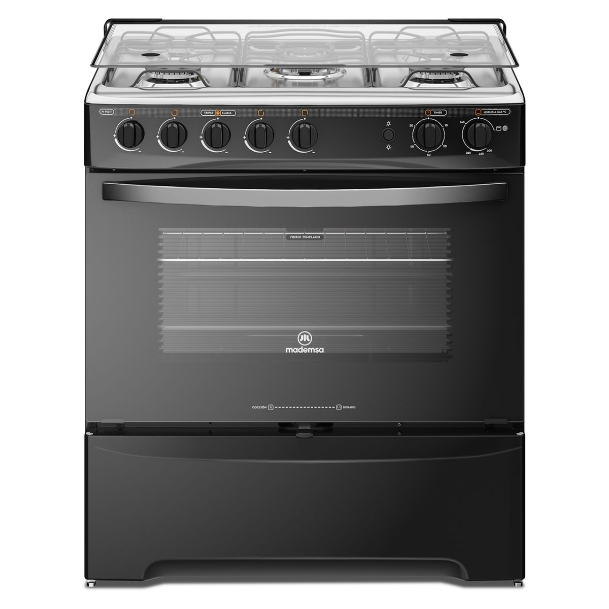 MADEMSA - Cocina 5 Quemadores Horno de 85,56 Lt Con Grill Gas Licuado M 940 T Mademsa