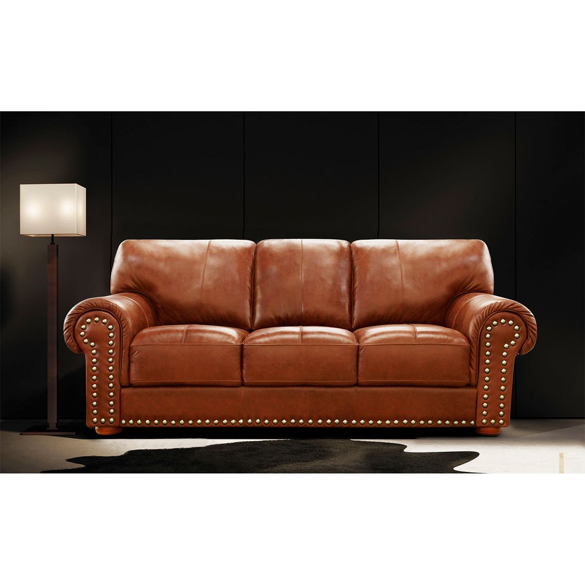 DECOCASA - Sofá 2035 Camel 100% Cuero Decocasa