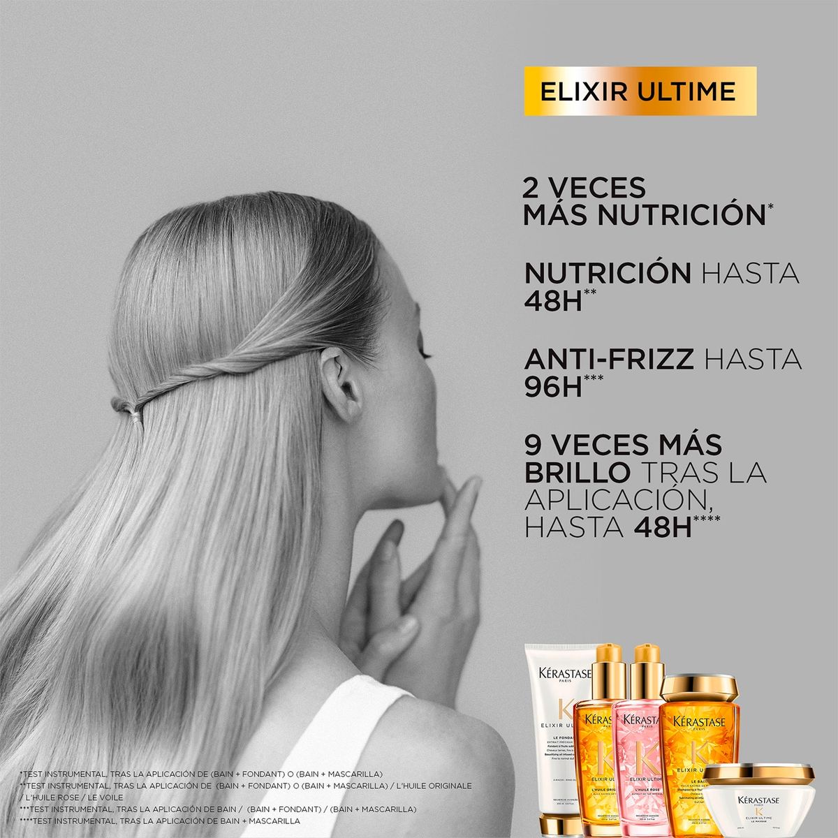 KERASTASE - Set Brillo Elixir Ultime Shampoo Le Bain 80ml + Máscara Le Masque 75 ml+ Aceite L¿Huile Originale 50 ml