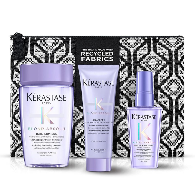 KERASTASE - Set Cabello Rubio o Decolorado Blond Absolu Shampoo Bain Lumiere 80 ml + Acondicionador Cicaflash 75ml + Aceite Huile Cicaextreme 50ml