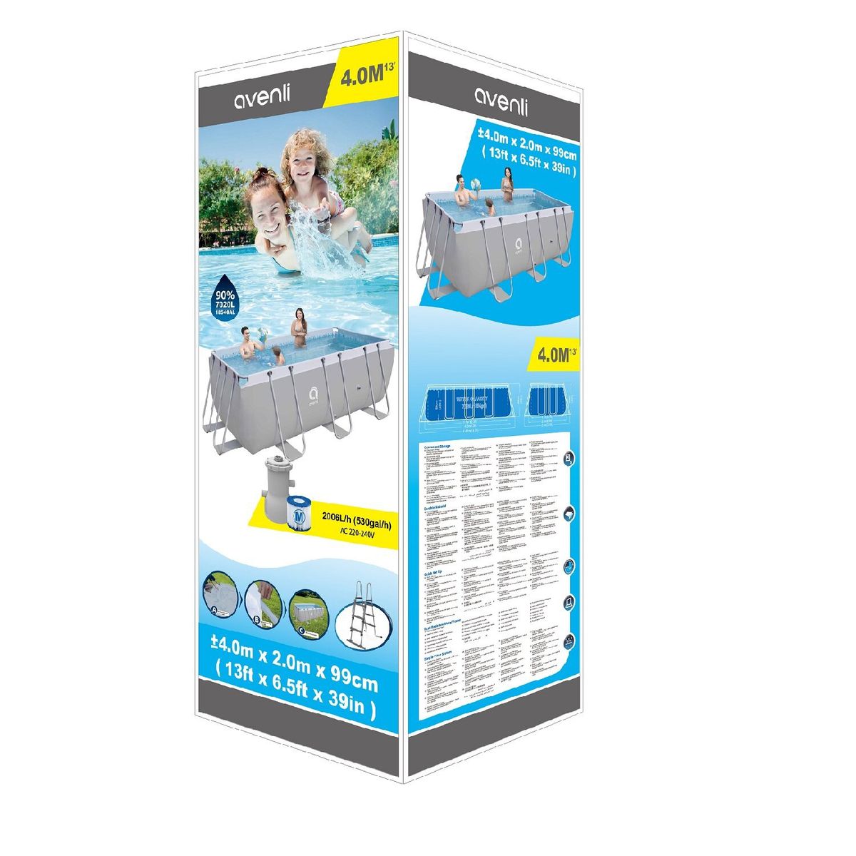 AVENLI - Piscina Estructural Rectangular 4 X 2 X 0.99 M