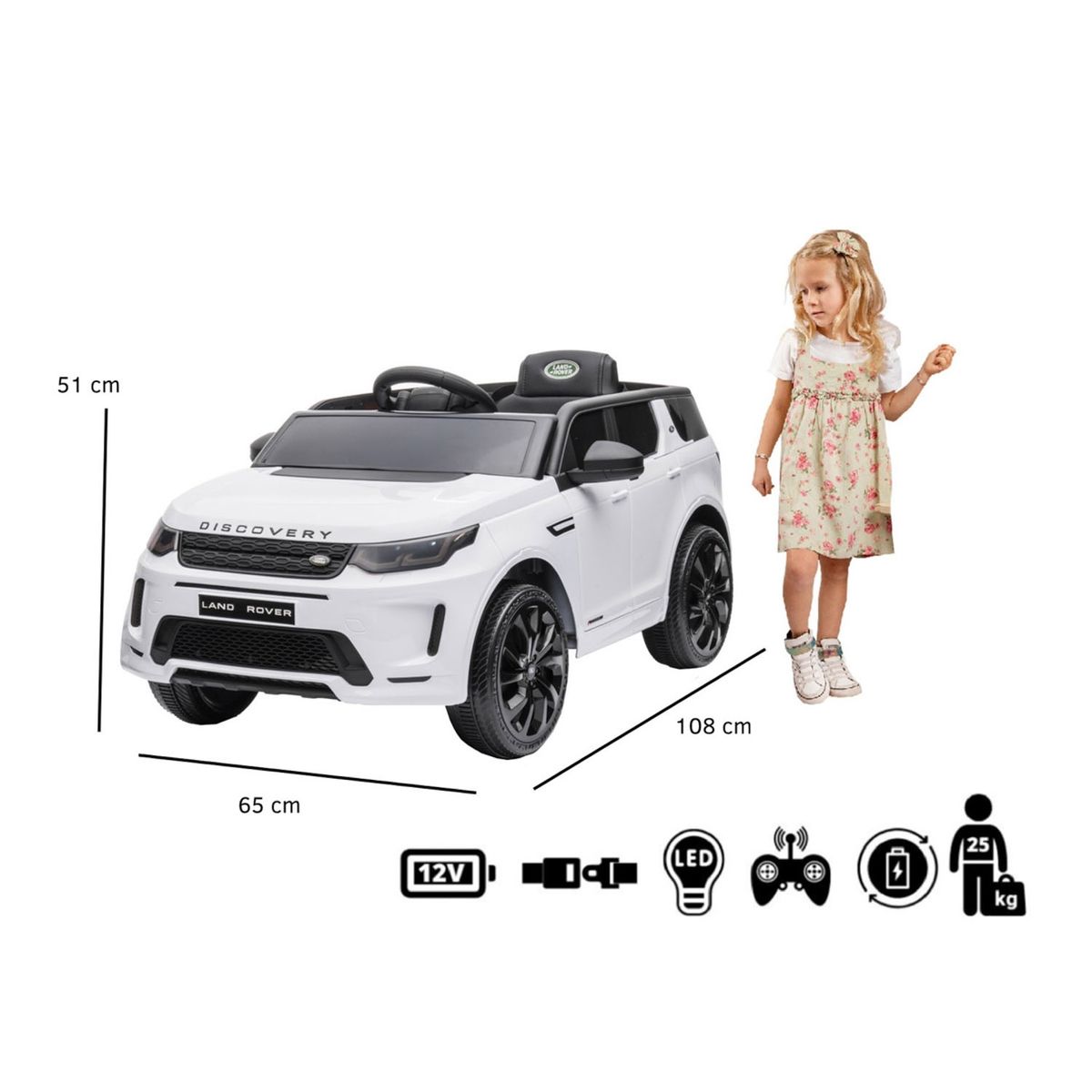KIDSCOOL - Auto A Bateria Con Licencia Land Rover Discovery Blanco Kidscool