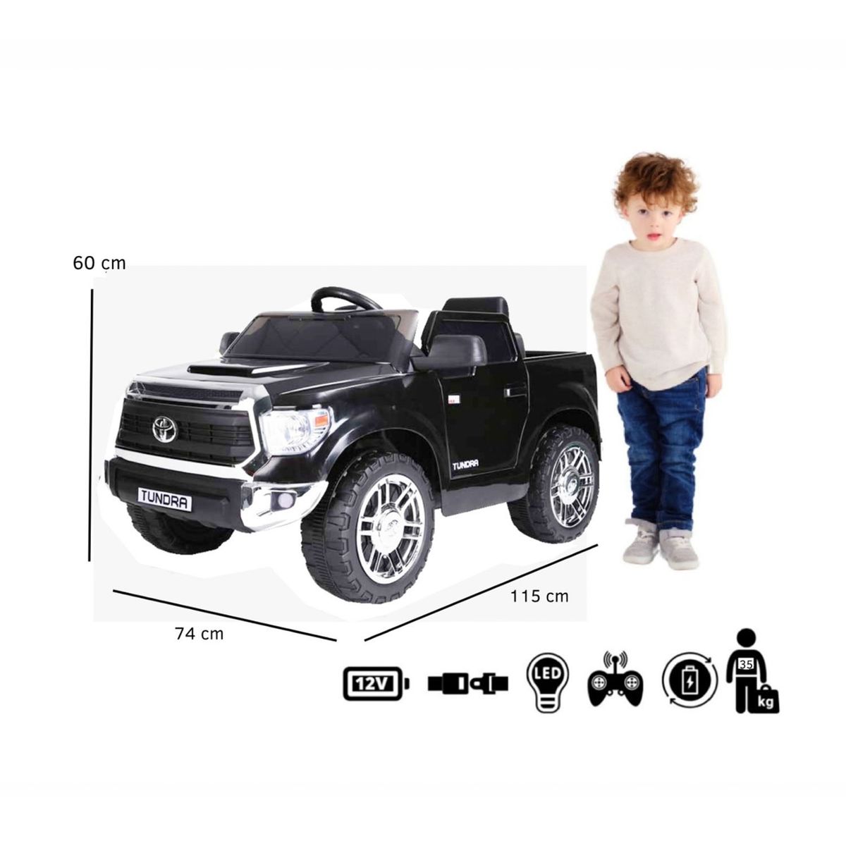 KIDSCOOL - Auto A Bateria Toyota Tundra Negra 12V Kidscool