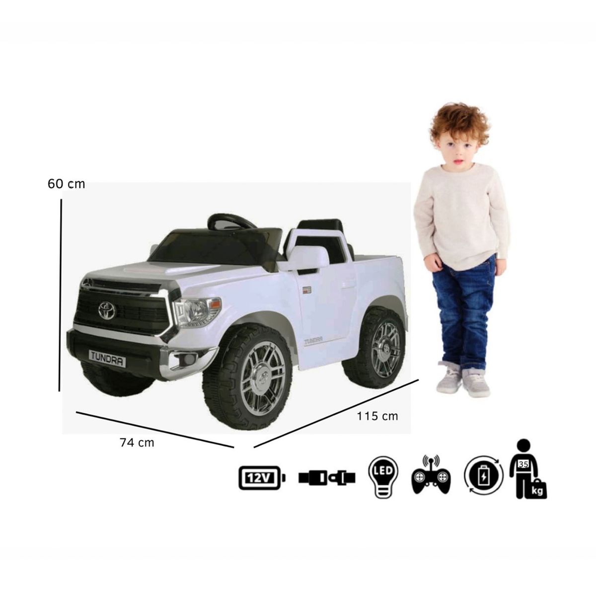 KIDSCOOL - Auto A Bateria Toyota Tundra Blanca 12 V Kidscool