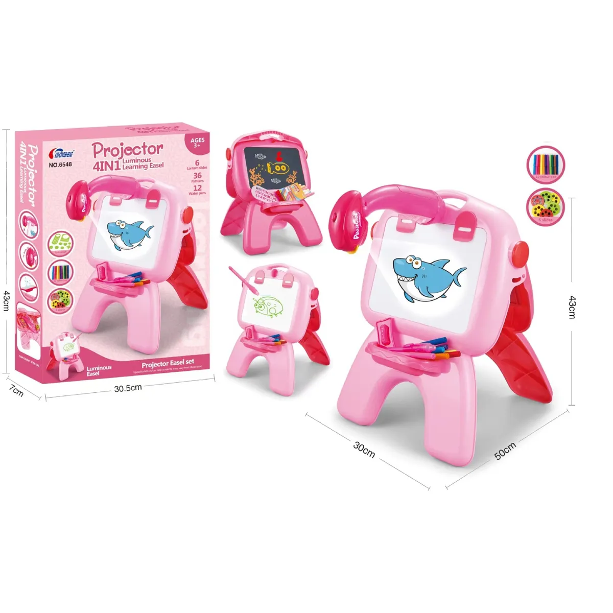 KIDSCOOL - Juego Educativo Pizarra Luminosa  4 En 1 Rosada Kidscool