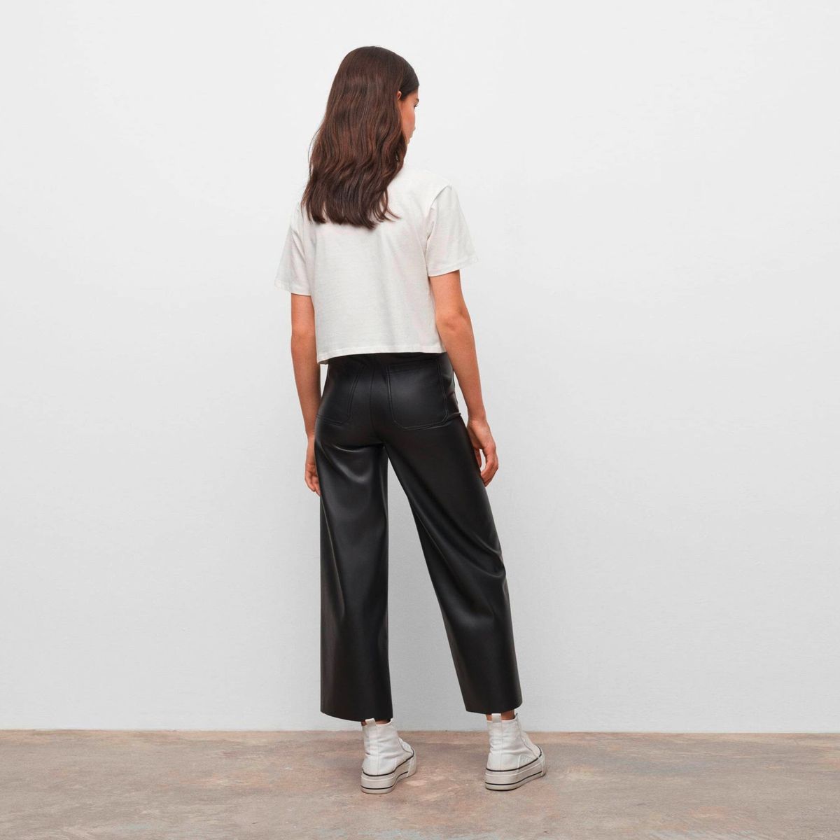 MANGO TEEN - Mango Teens Pantalón Recto Efecto Piel Mujer