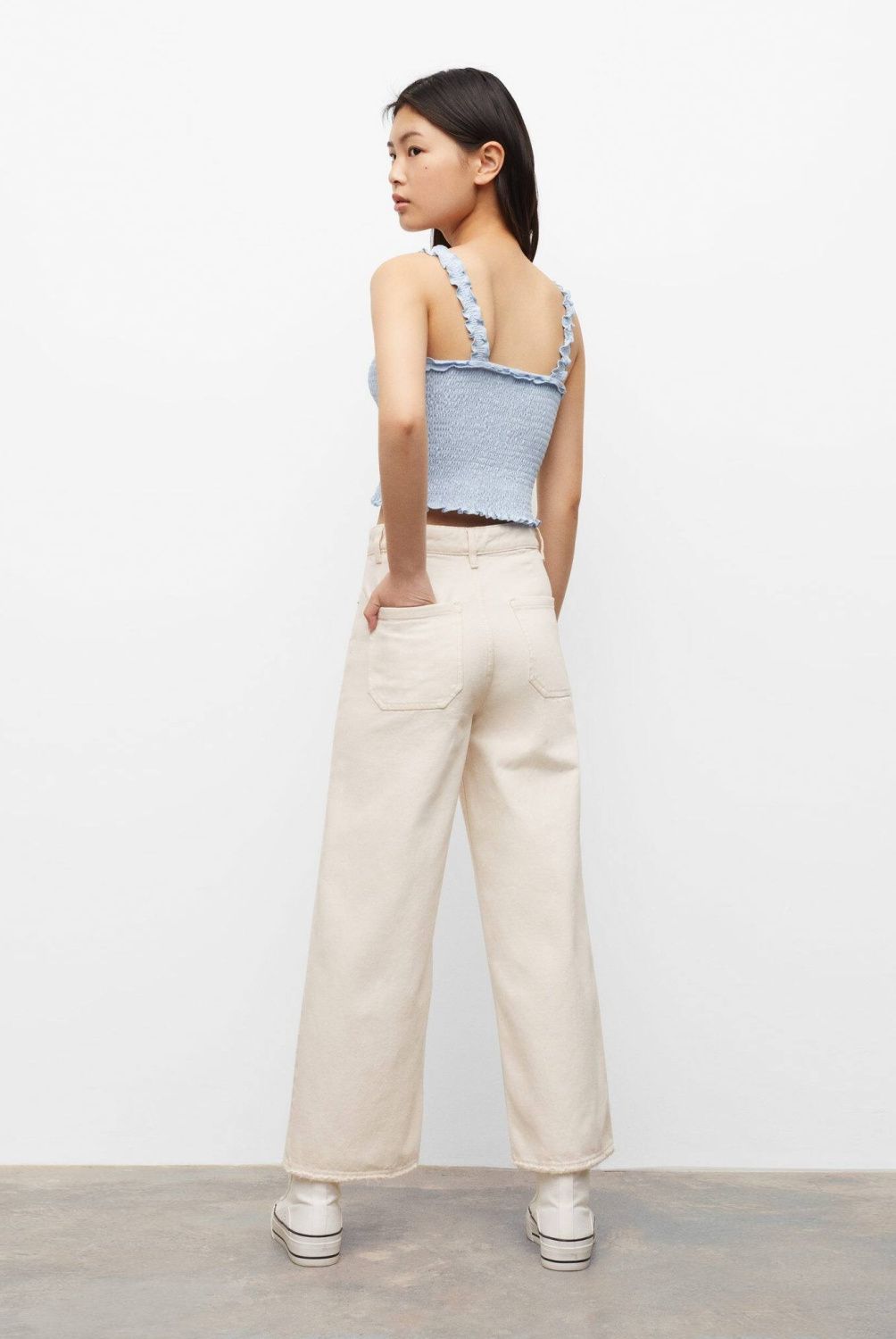 MANGO TEEN - Crop Top Nido De Abeja Algodón Mujer Mango Teen