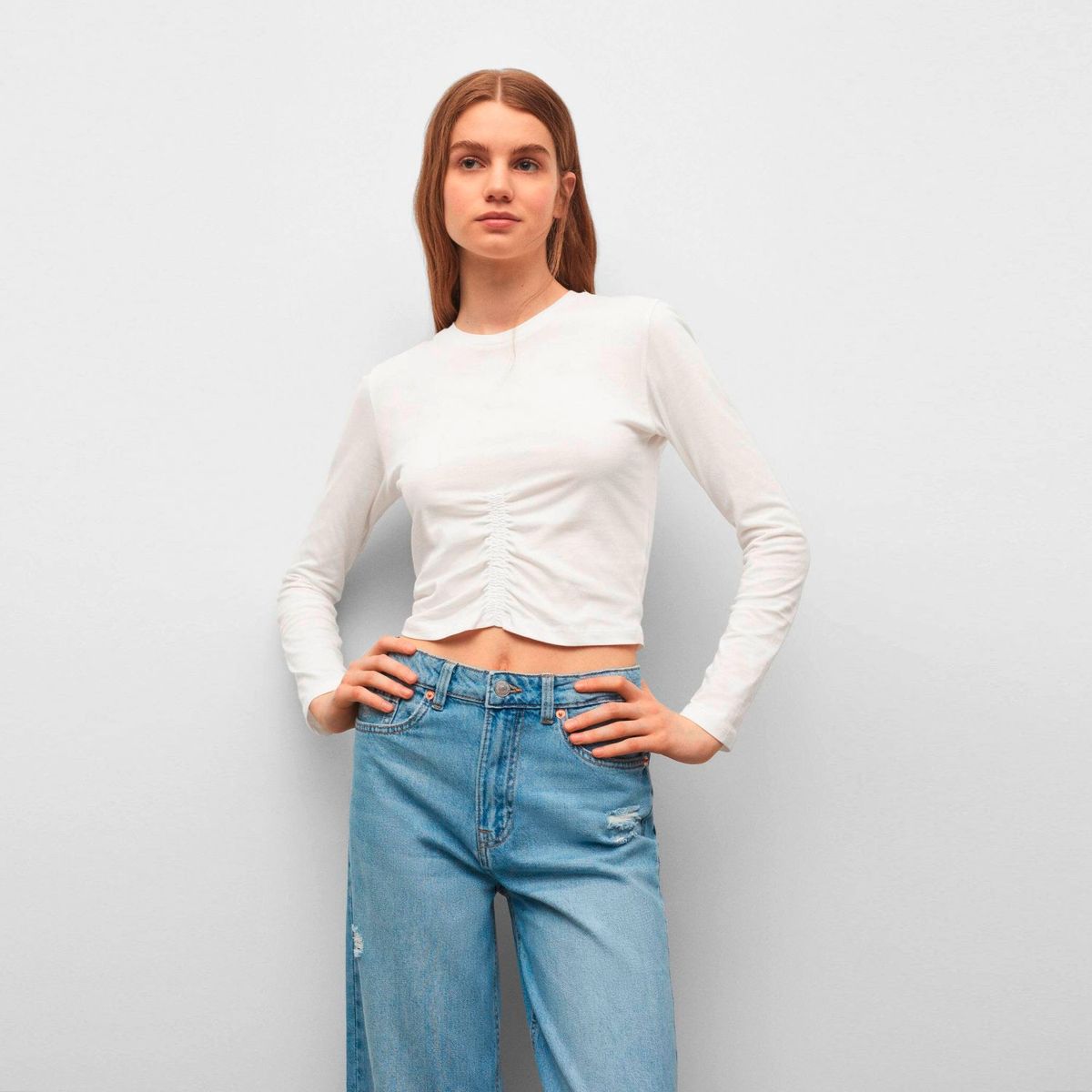 MANGO TEEN - Polera Detalle Fruncido Niña Mango Teen