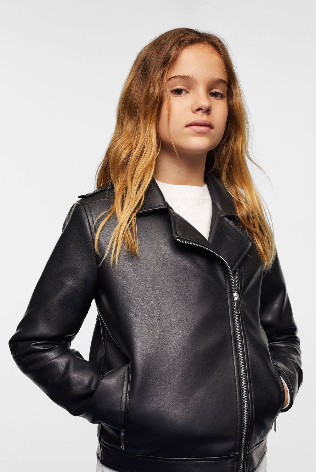 MANGO KIDS - Chaqueta Biker Efecto Piel Niña Mango Kids