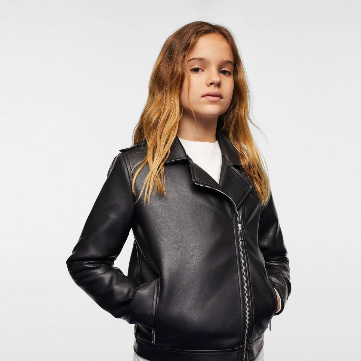 MANGO KIDS - Chaqueta Biker Efecto Piel Niña Mango Kids