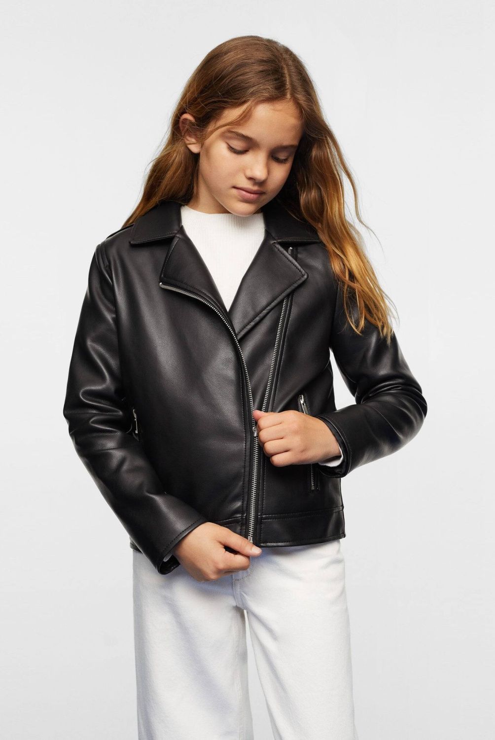 MANGO KIDS - Chaqueta Biker Efecto Piel Niña Mango Kids