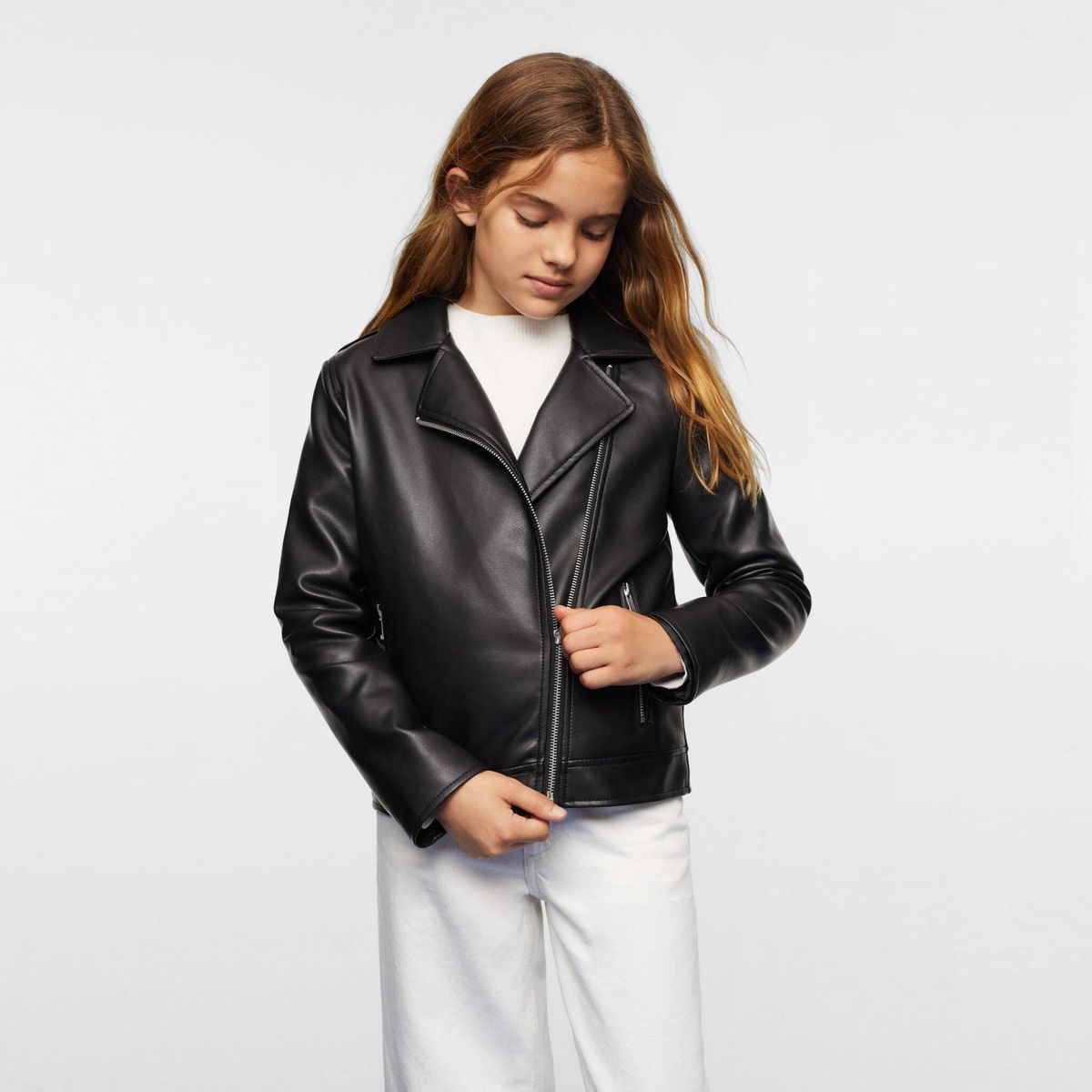 MANGO KIDS - Chaqueta Biker Efecto Piel Niña Mango Kids