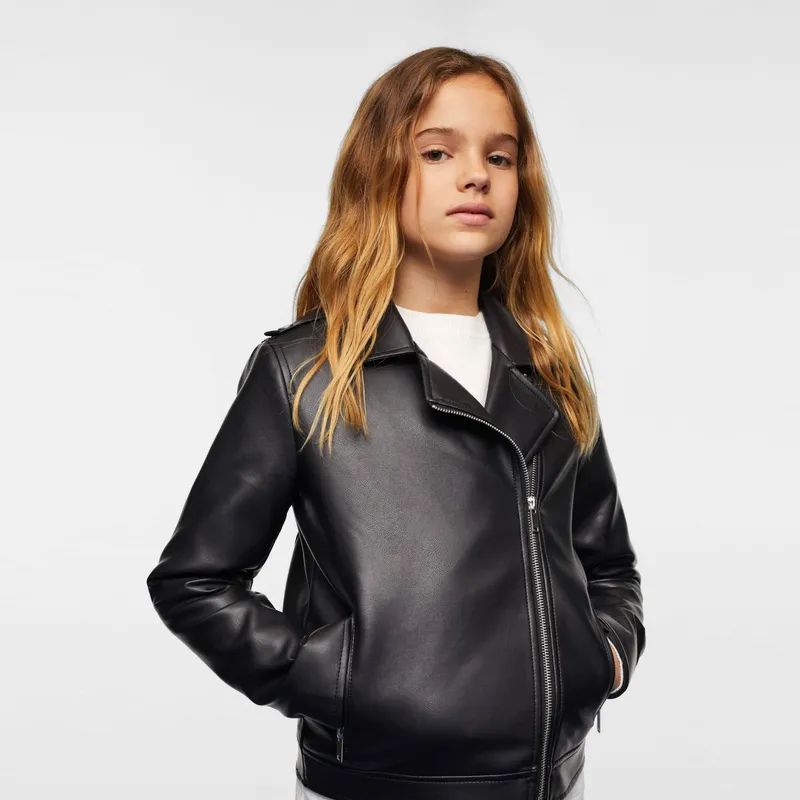 MANGO KIDS - Chaqueta Biker Efecto Piel Niña Mango Kids