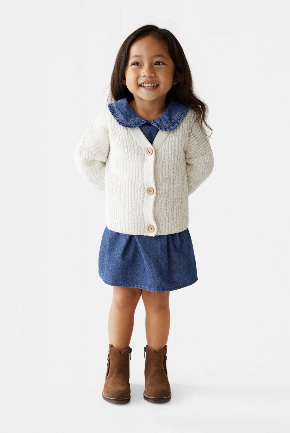 MANGO KIDS - Mango Kids Vestido Denim Cuello Babydoll