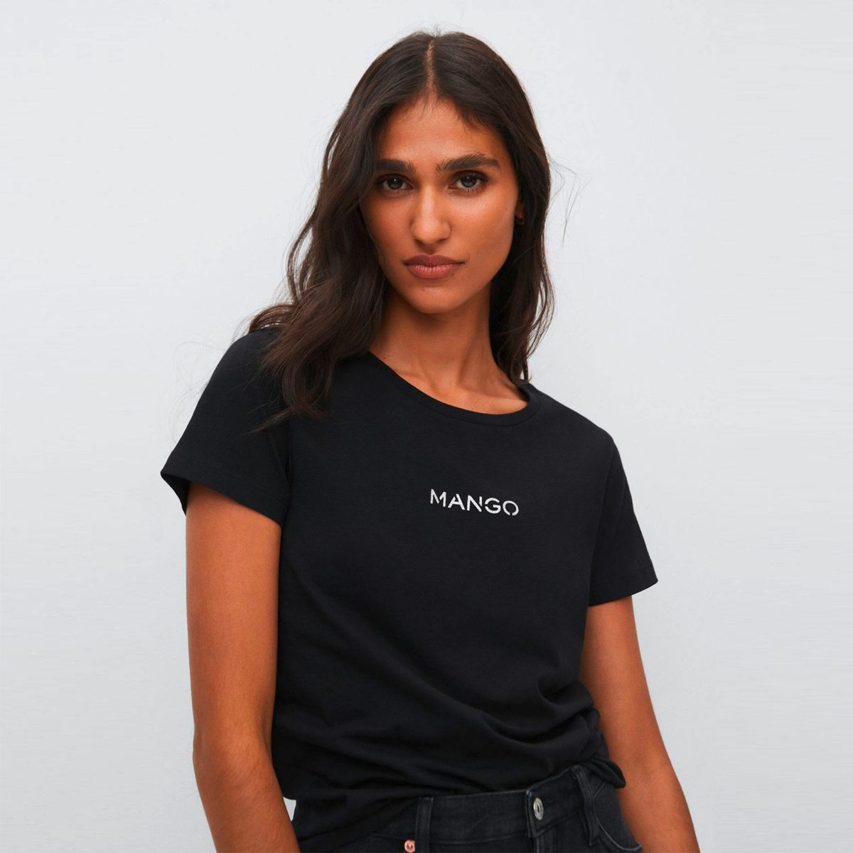 MANGO - Mango Polera Logo Metalizado Psmango Mujer