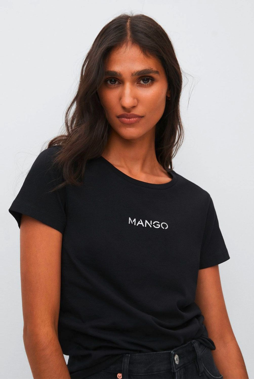MANGO - Mango Polera Logo Metalizado Psmango Mujer