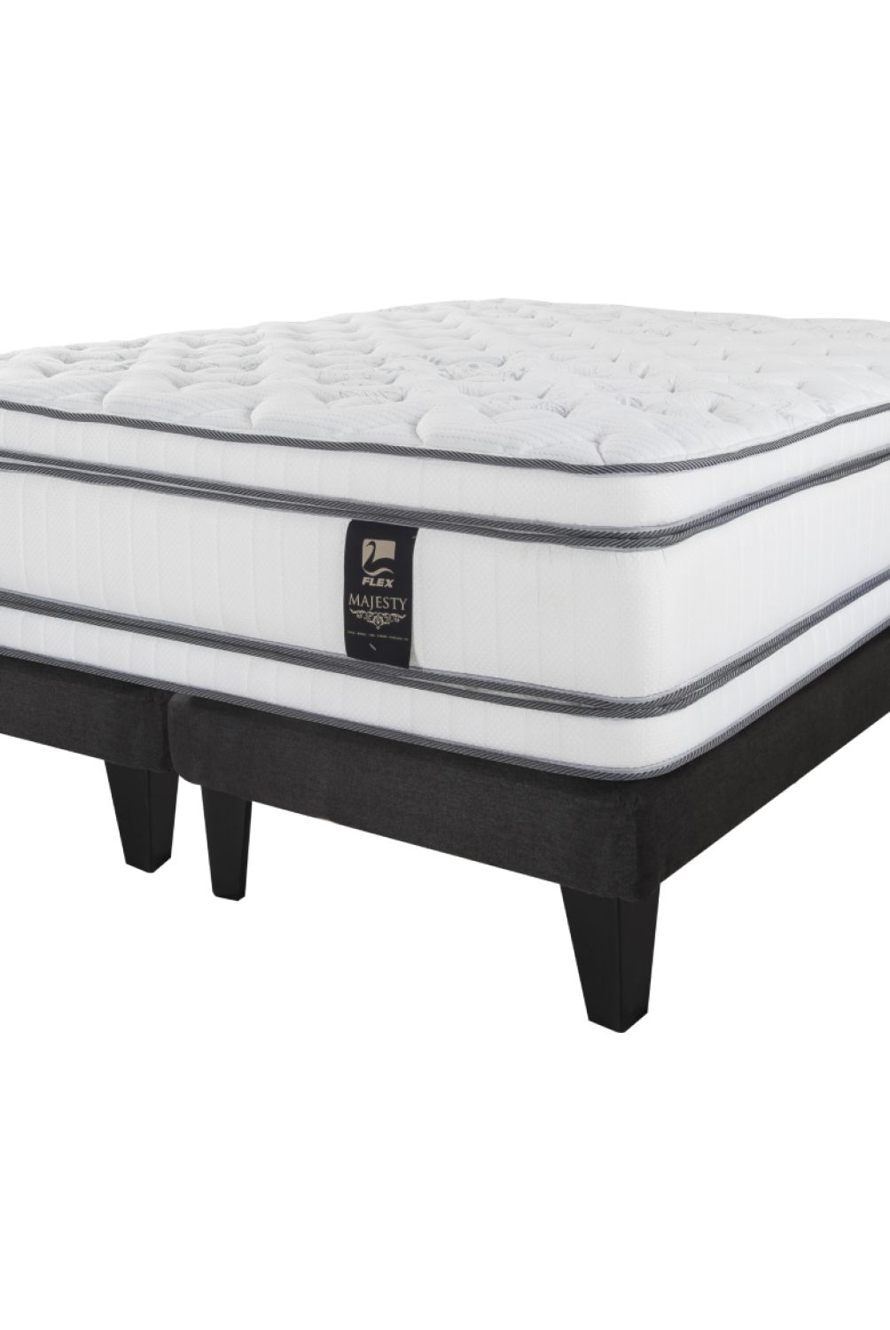 FLEX - Cama Europea Majesty Grafito 2 Plazas X 2.00Mt Base Dividida Flex