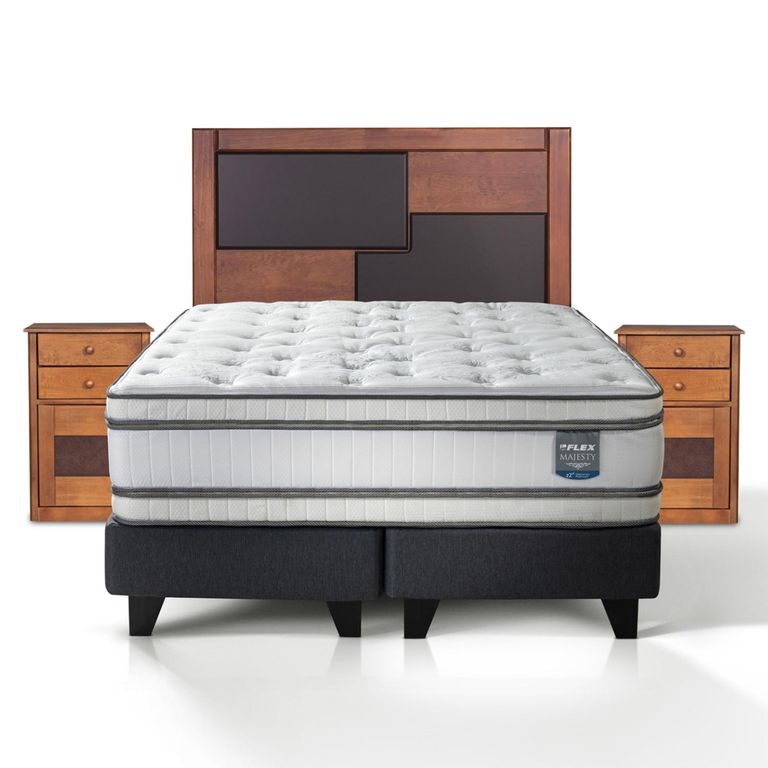 Cama Europea Majesty 2 Plazas 150X200 Cm + Set Muebles Colonia