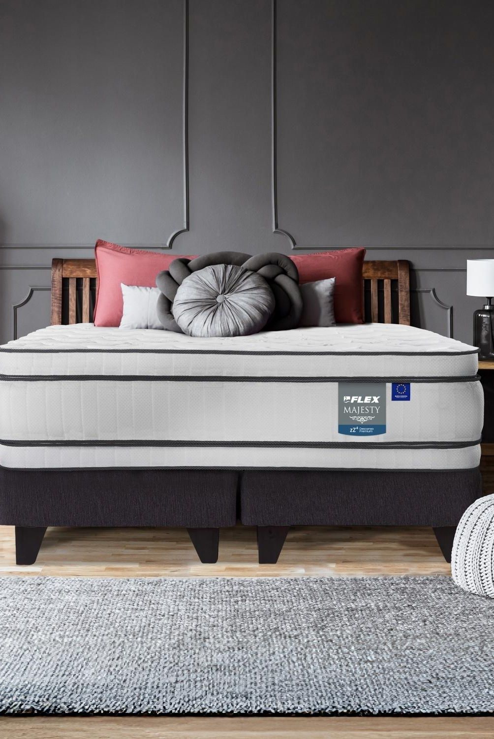 FLEX - Cama Europea Majesty Grafito King X 2.00Mt Base Dividida Flex