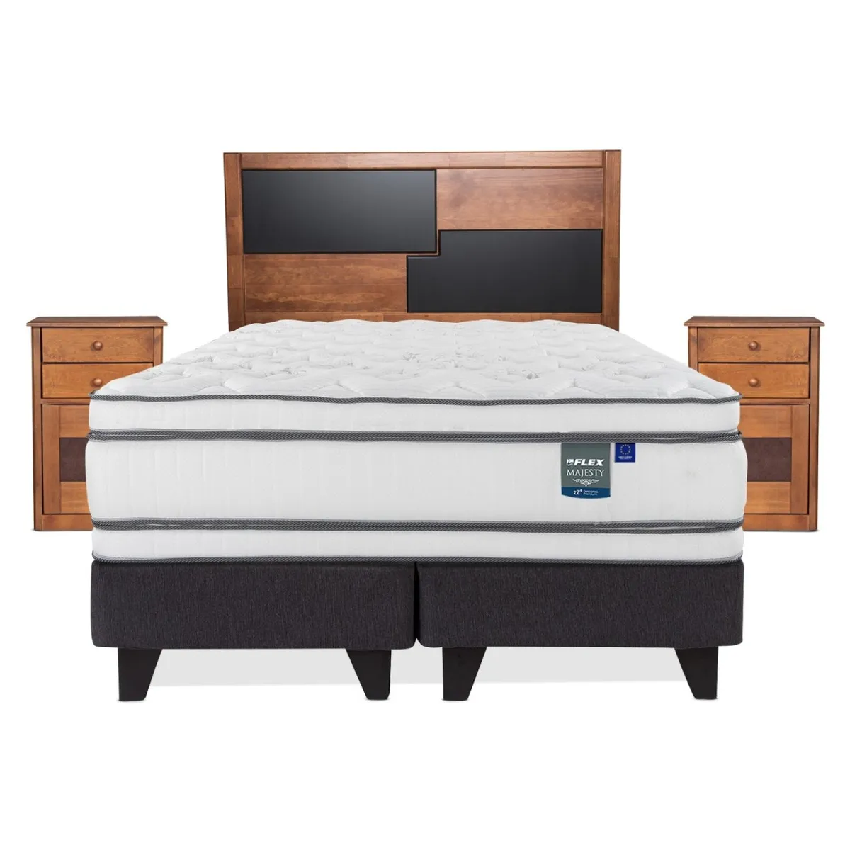 FLEX - Cama Europea Majesty King 180X200 Flex + Set Muebles Colonia