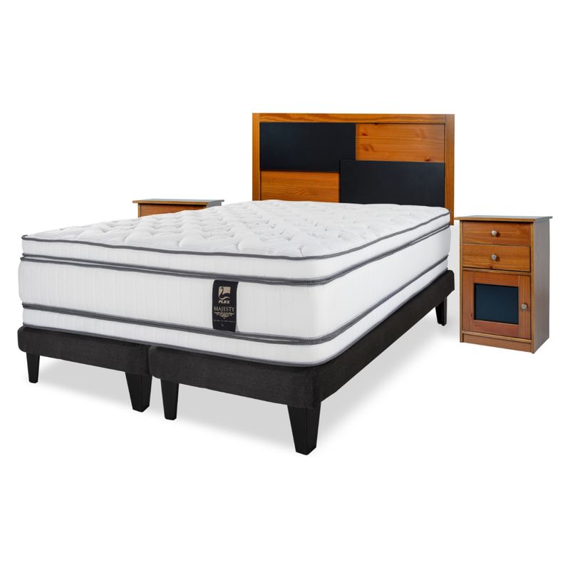 FLEX - Cama Europea Majesty King 180X200 Flex + Set Muebles Colonia