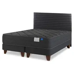 FLEX - Cama Europea Black 2 Plazas 150X200 + Respaldo Modern Grafito