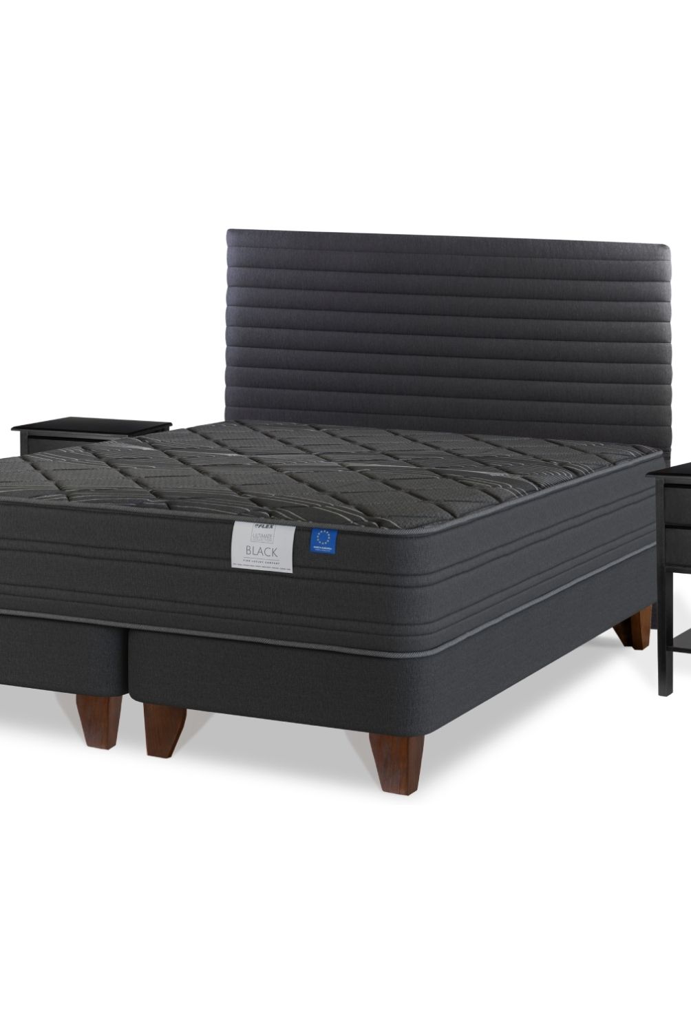 FLEX - Cama Europea Flex Black 2 Plazas Mueble + Respaldo